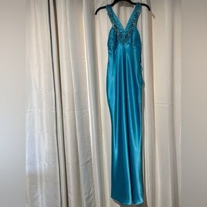 Sleek Turquoise Maxi Dress